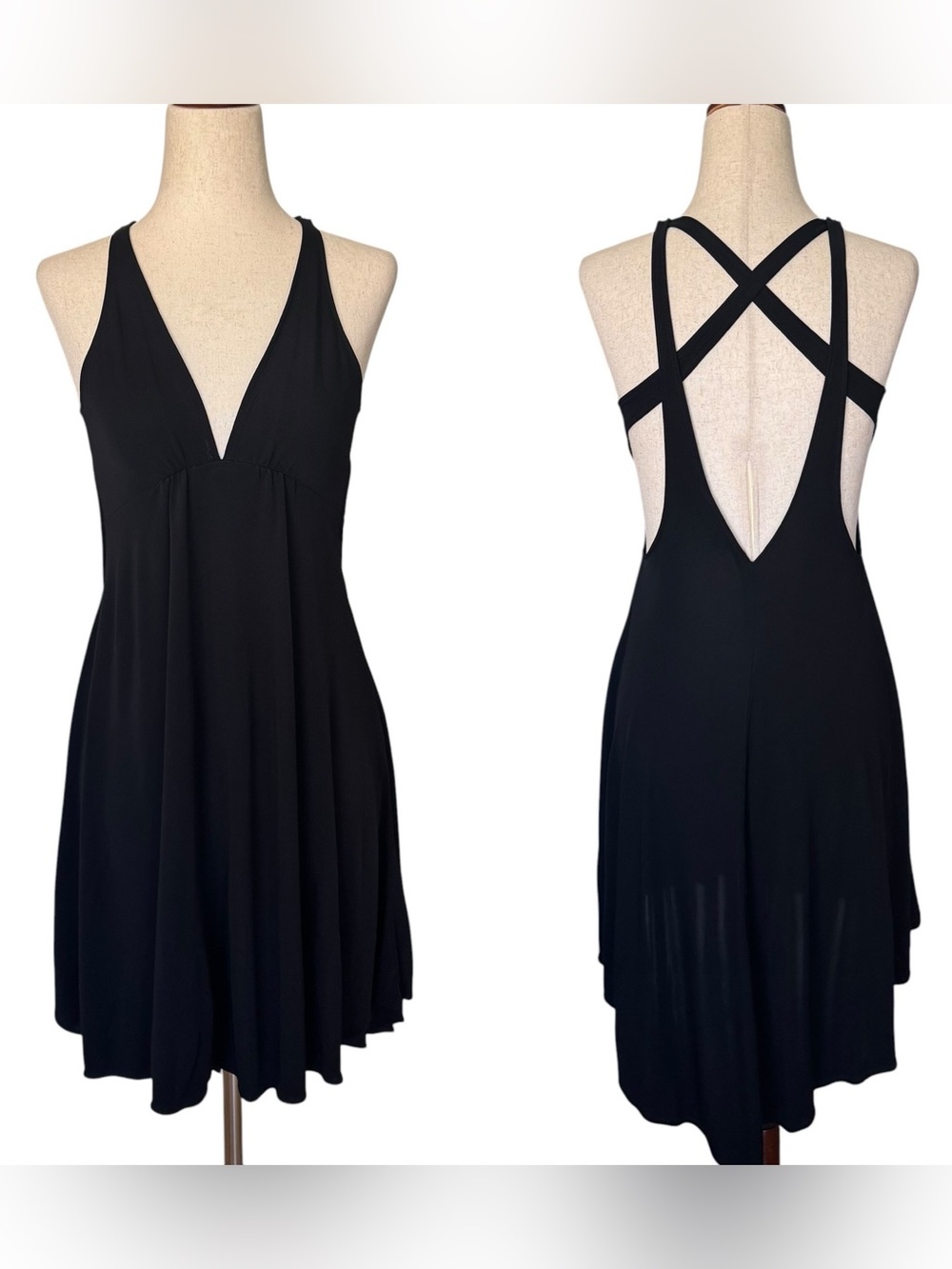Y Yigal Azrouel Sleeveless Black Dress Strappy Cutout Back Y2K sz XS S